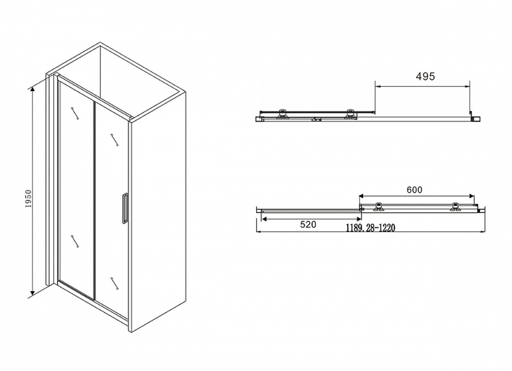 Душевая дверь Abber Schwarzer Diamant 120 AG30120BH профиль Черный стекло прозрачное