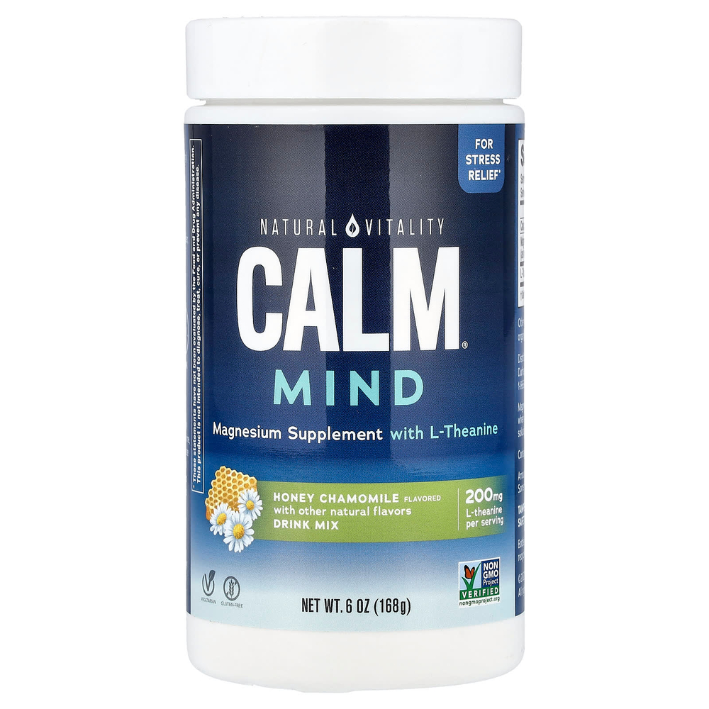 Natural Vitality, CALM® Mind, добавка с магнием и L-теанином для приготовления напитка, мед и ромашка, 168 г (6 унций)