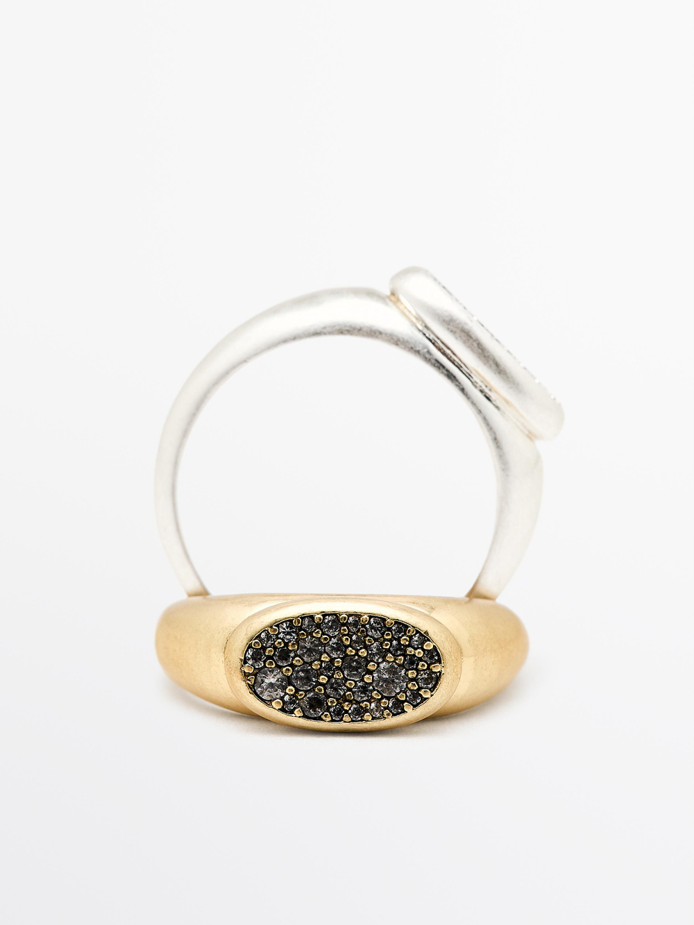 Massimo Dutti Набор колец со стразами, золотистый