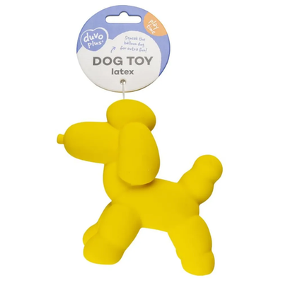 Duvo+ игрушка для собак латексная "надувной пудель", жёлтая, 14x6x12.5 см