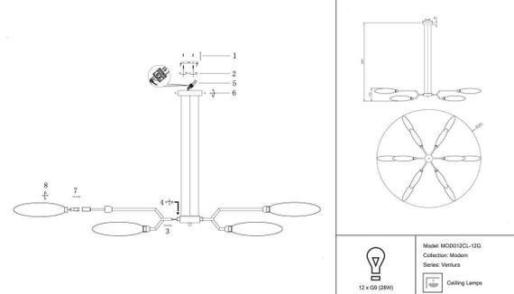 Подвесная люстра Maytoni Ventura MOD012CL-12G