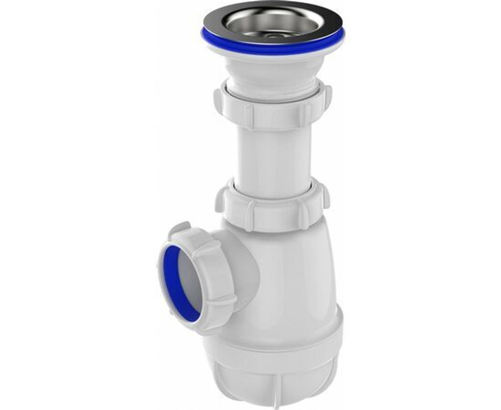 Сифон для кухни Aquant 1 1/2"х40 с металлической решеткой с гофротрубой 40x40/50 B0115-30-MR