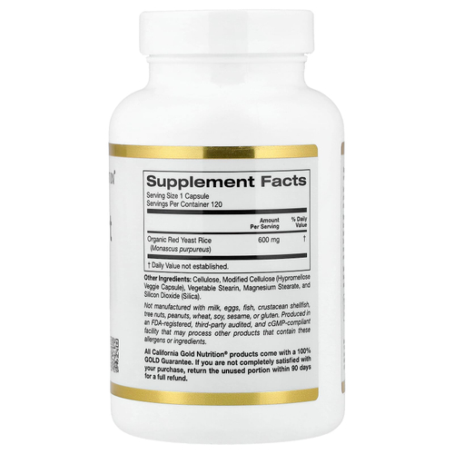 California Gold Nutrition, красный ферментированный рис, 600 мг, 120 растительных капсул