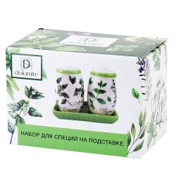 Набор для специй солонка/ перечница " " 12*5,5*9,5см. (на керамической подставке)