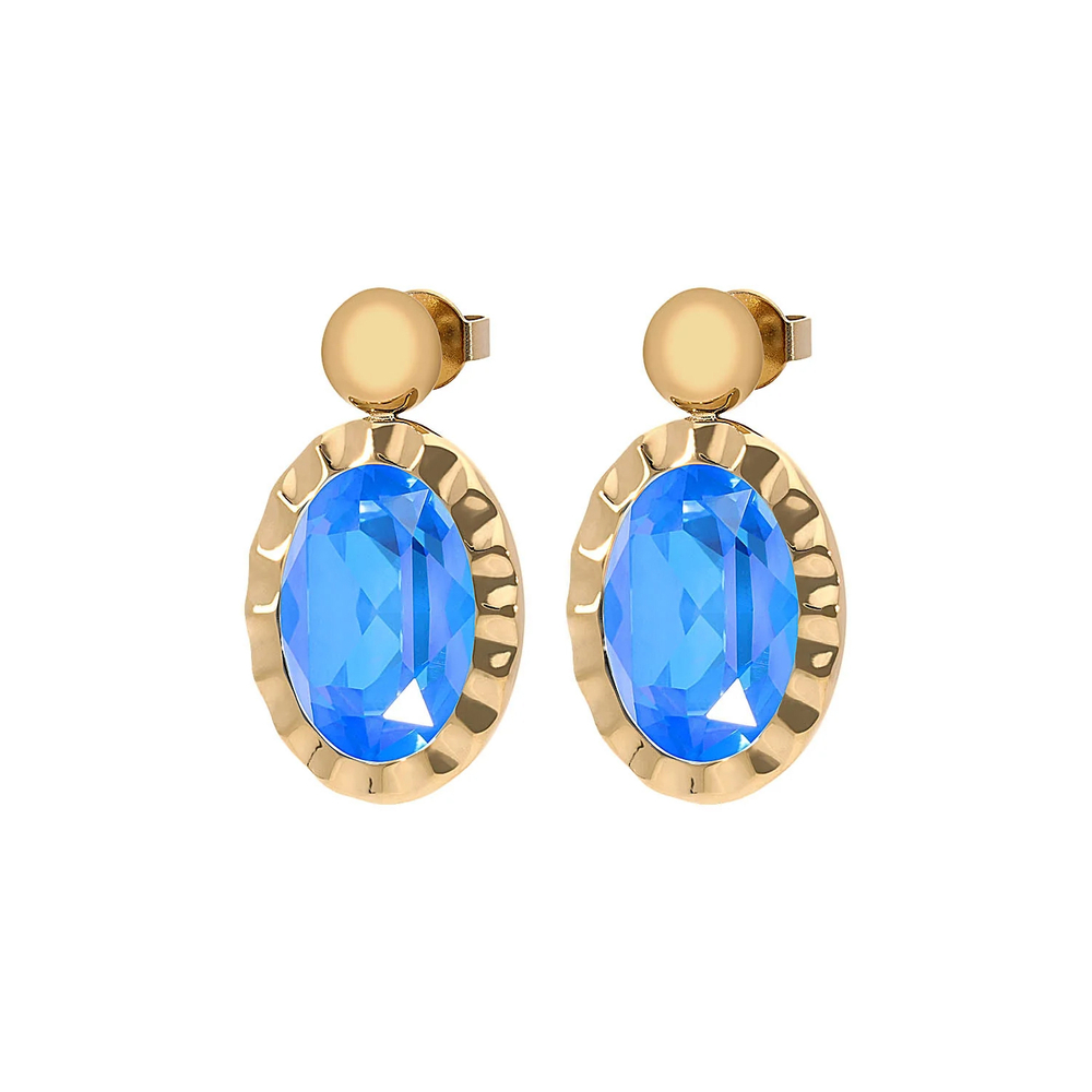 Серьги Qudo TIVOLA UNICA big (G/P) Royal blue delite 2,65 cm 332184