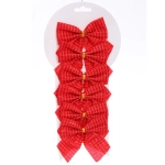 Бант на ёлку «Волшебство» 8,5*9 см (набор 6 шт), Красный