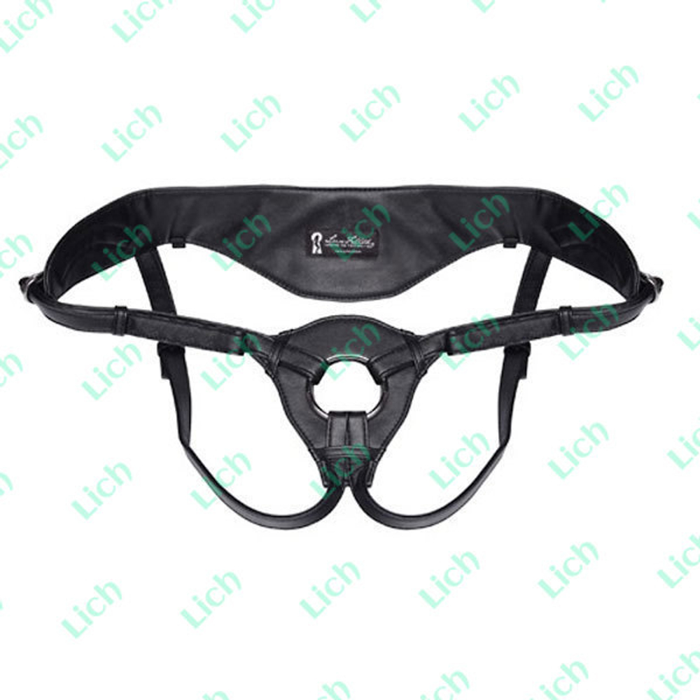 Черные трусики для страпона из патентованной кожи