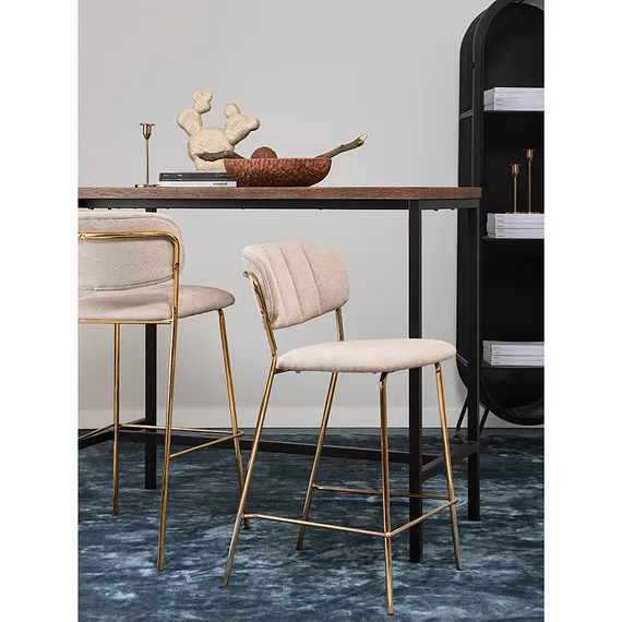 Барный стул Eirill, 71 см, серый шенилл с золотыми ножками