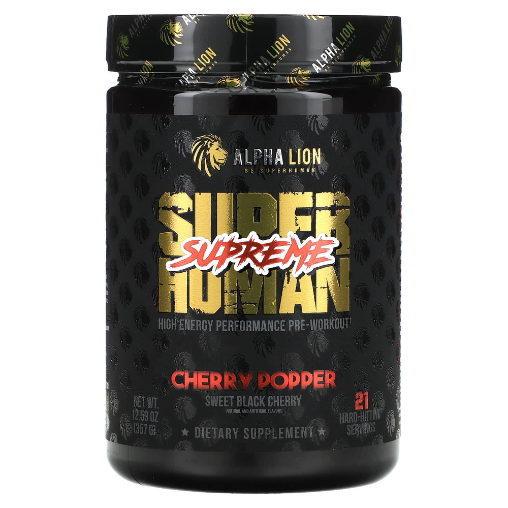 ALPHA LION, SuperHuman Supreme, вишневый поппер, сладкая черная вишня, 357 г (12,59 унции)