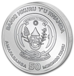 50 франков. Год свиньи. Лунная унция. Руанда. 2019 год