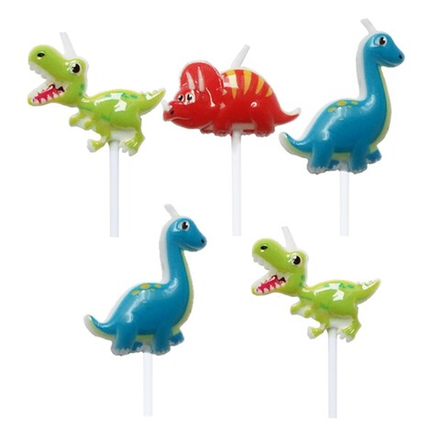 Свечи фигурные на пиках «Динозаврики» 6 см, 5 шт
