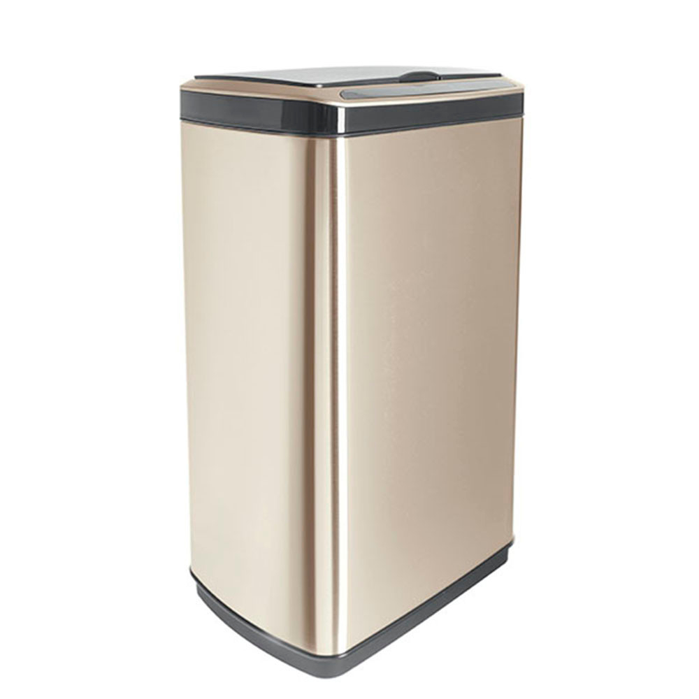 Ведро для мусора сенсорное, прямоугольное, широкое, внутр ведро, Foodatlas JAH-5112, 30 л (золотой)
