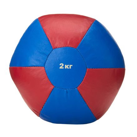 Медбол 3C144-K64, 2кг, иск.кожа, наполнитель резиновая крошка, диам. 19 см, маш сшивка, сине-красный