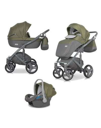 Детская коляска Riko Vario 3 в 1 (Серый/зеленый)