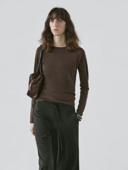 Massimo Dutti Шерстяная футболка с рукавами реглан, коричневый