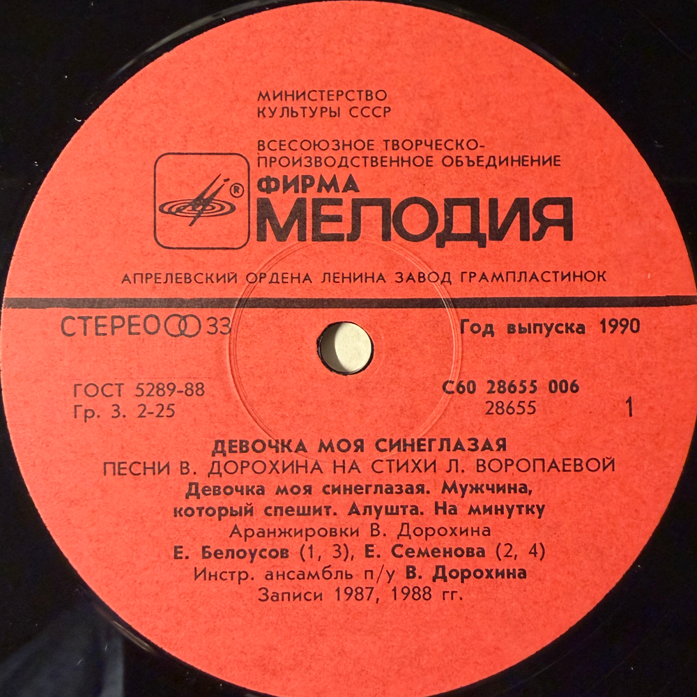 Виниловая пластинка Сборник– Девочка Моя Синеглазая (Мелодия) LP
