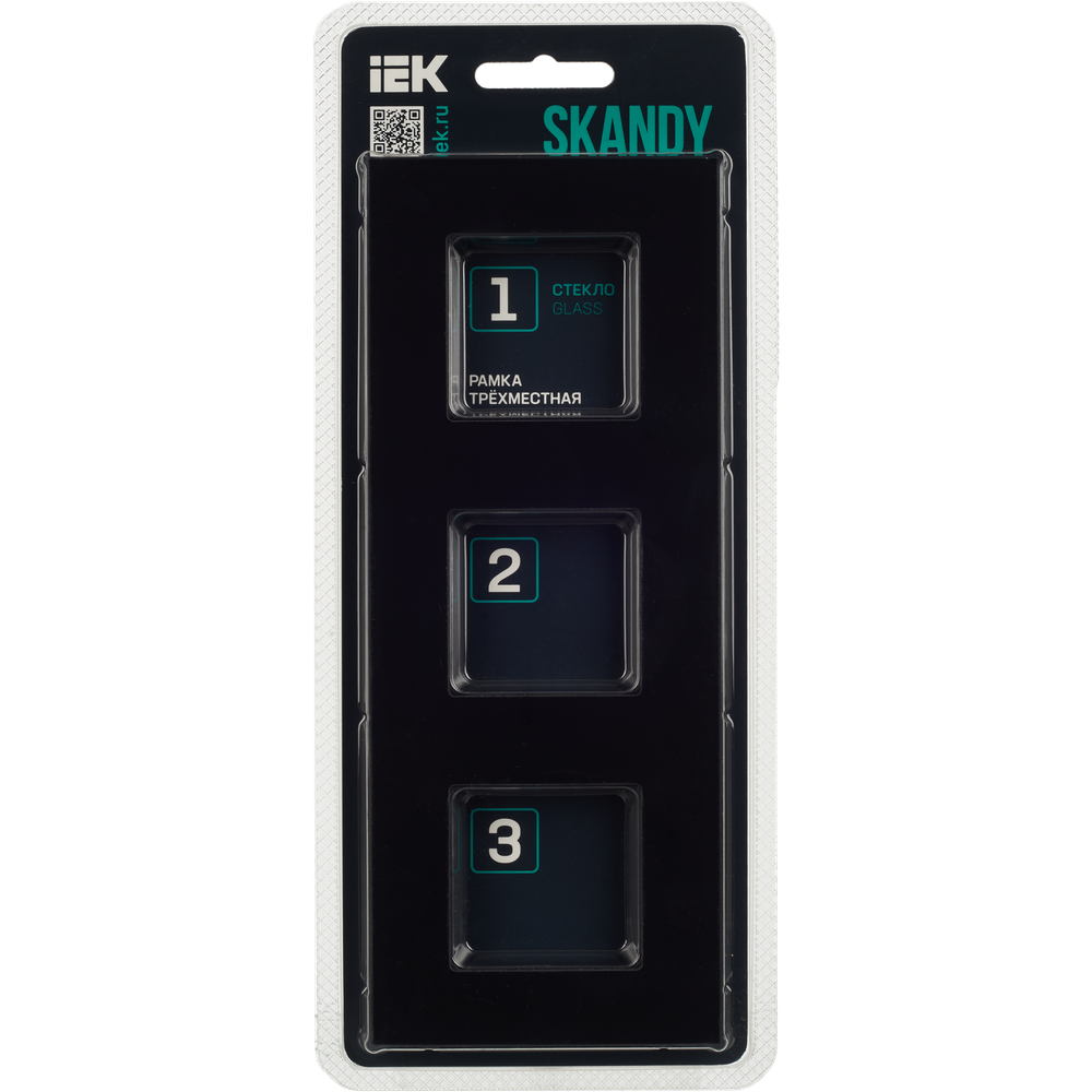 SKANDY Рамка 3-местная SK-F23Bl стекло черный IEK