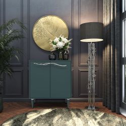 Комод Арт Колор matte Классик Сильвер с 2 полками Зеленый бирюзовый матовый