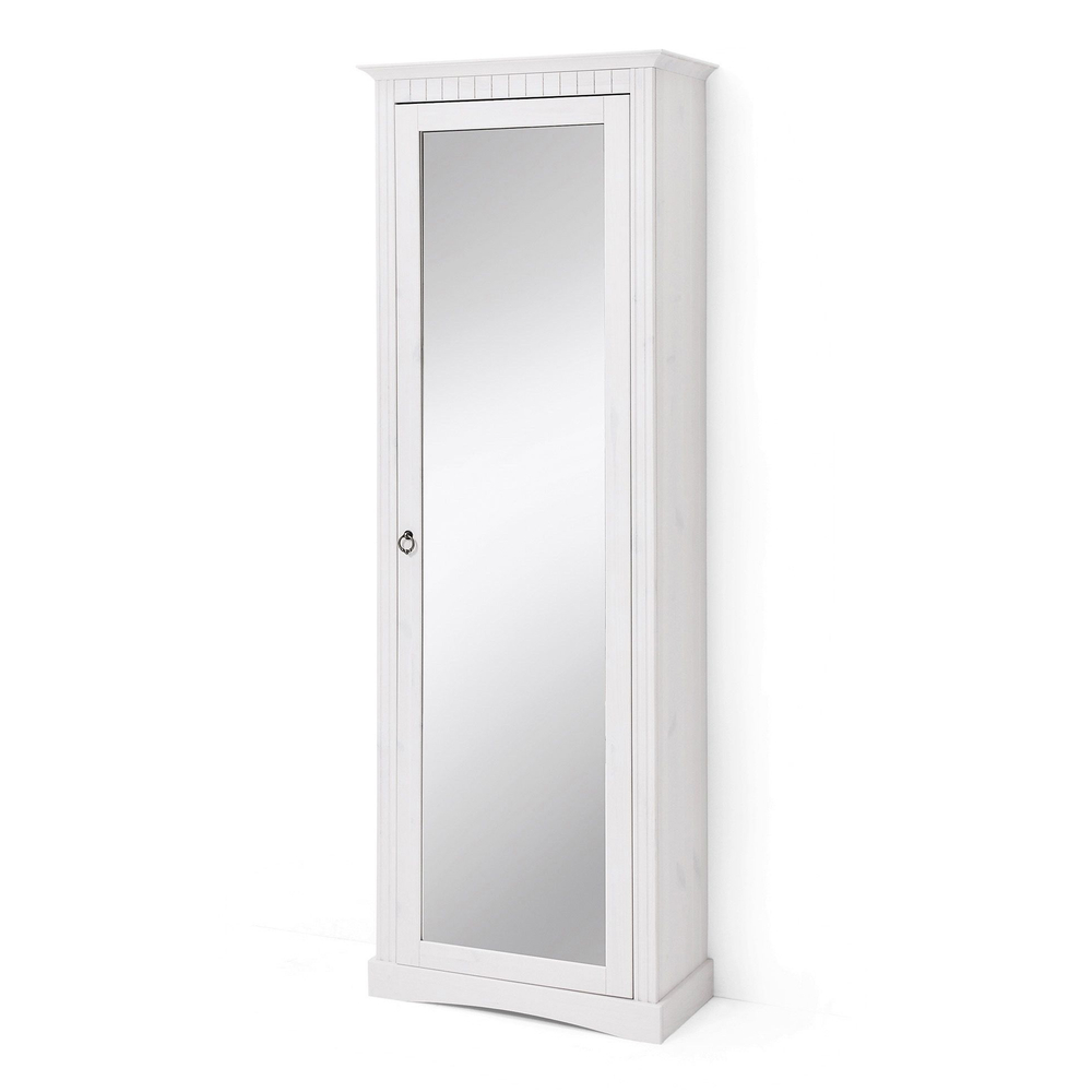 Шкаф распашной, 63х31х179, Неаполь, в прихожую, с зеркалом, деревянный, белый, Dipriz