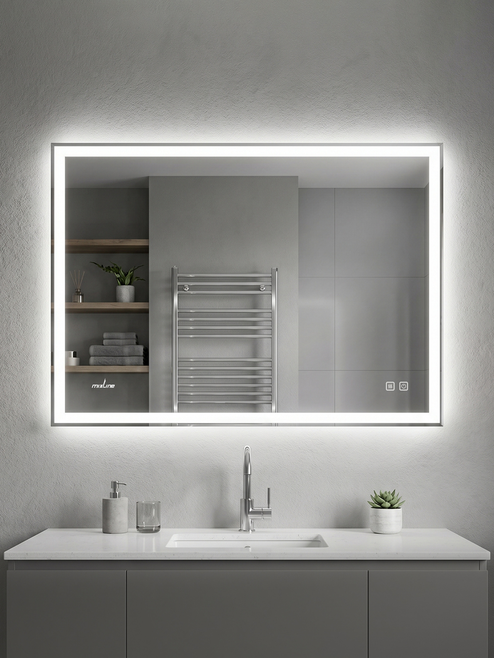 Зеркало MIXLINE 'Адор-Лайт-2' 800*600 (ШВ) сенсорный выключатель, светодиодная подсветка + подогрев