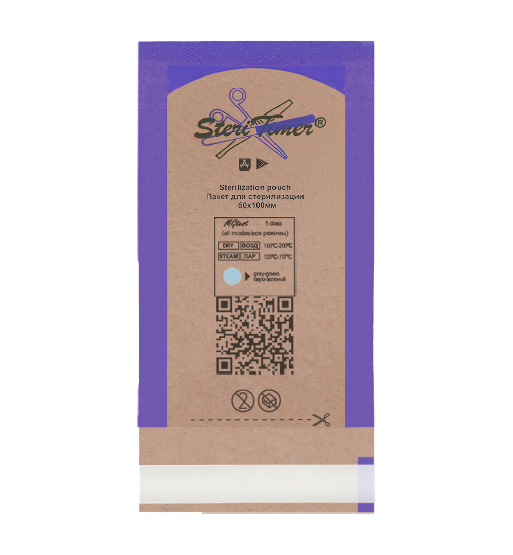 Пакет комбинированный плоский SteriTimer 60х100мм (100шт)