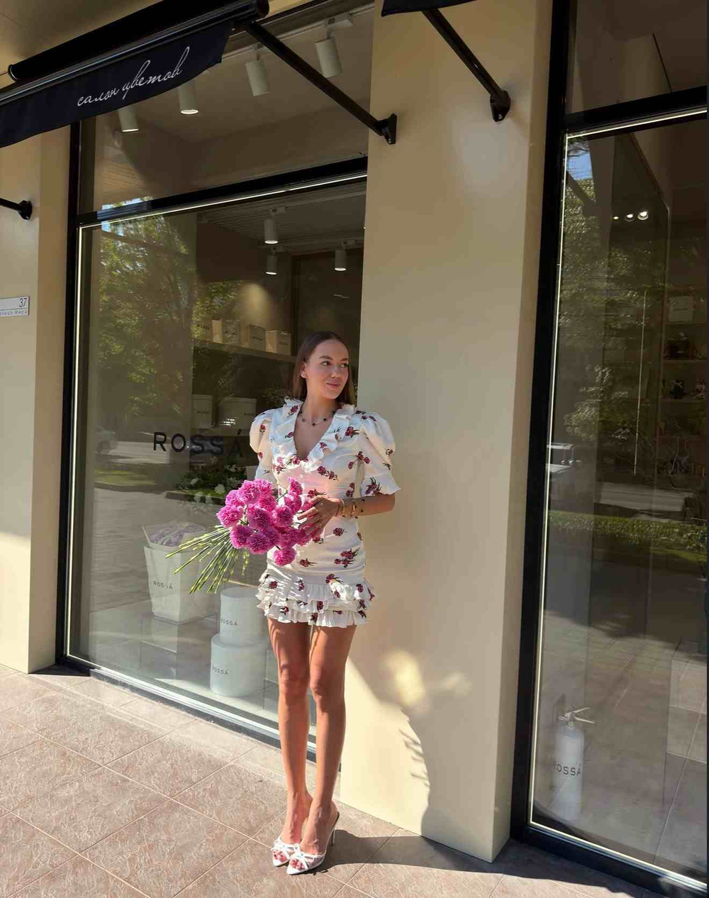 Платье мини Rose, Белый