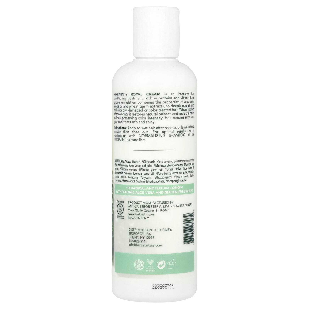 Herbatint, Royal Cream восстанавливающий кондиционер, алоэ вера, масло жожоба, пшеница, 260 мл (8,79 жидк. унц.)