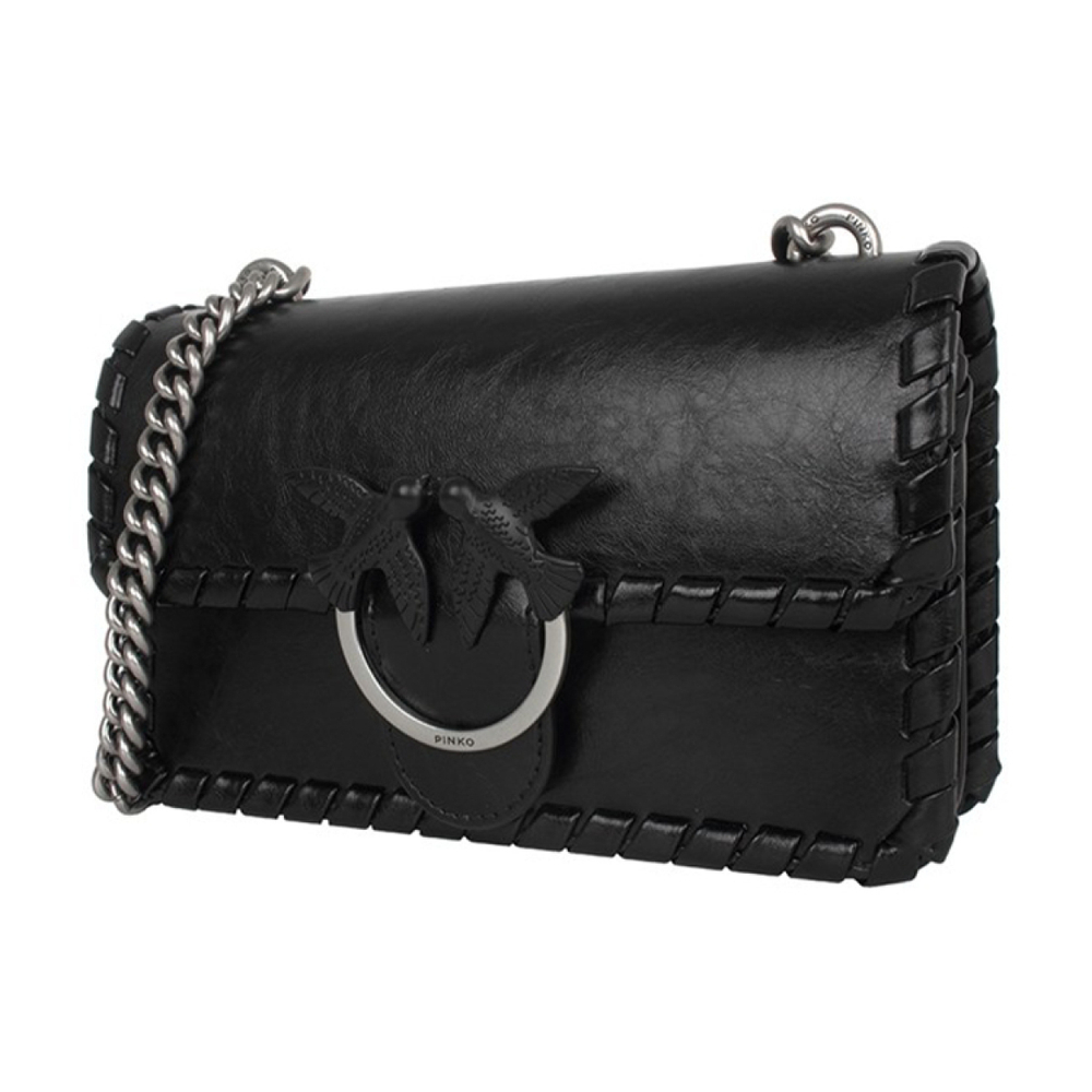 Сумка Pinko Love Twist Silver Chain Classic Cowhide Bird Swallow Bag Messenger Shoulder Bag Mini Women's Black, 1P21E9-Y5GB-Z99