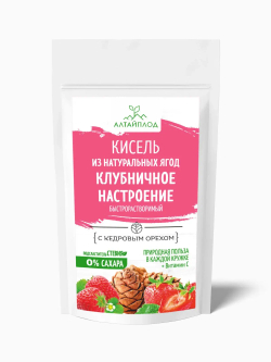Кисель КЛУБНИЧНОЕ НАСТРОЕНИЕ с кедровыми орешками. БЕЗ САХАРА, 160гр., АЛТАЙПЛОД