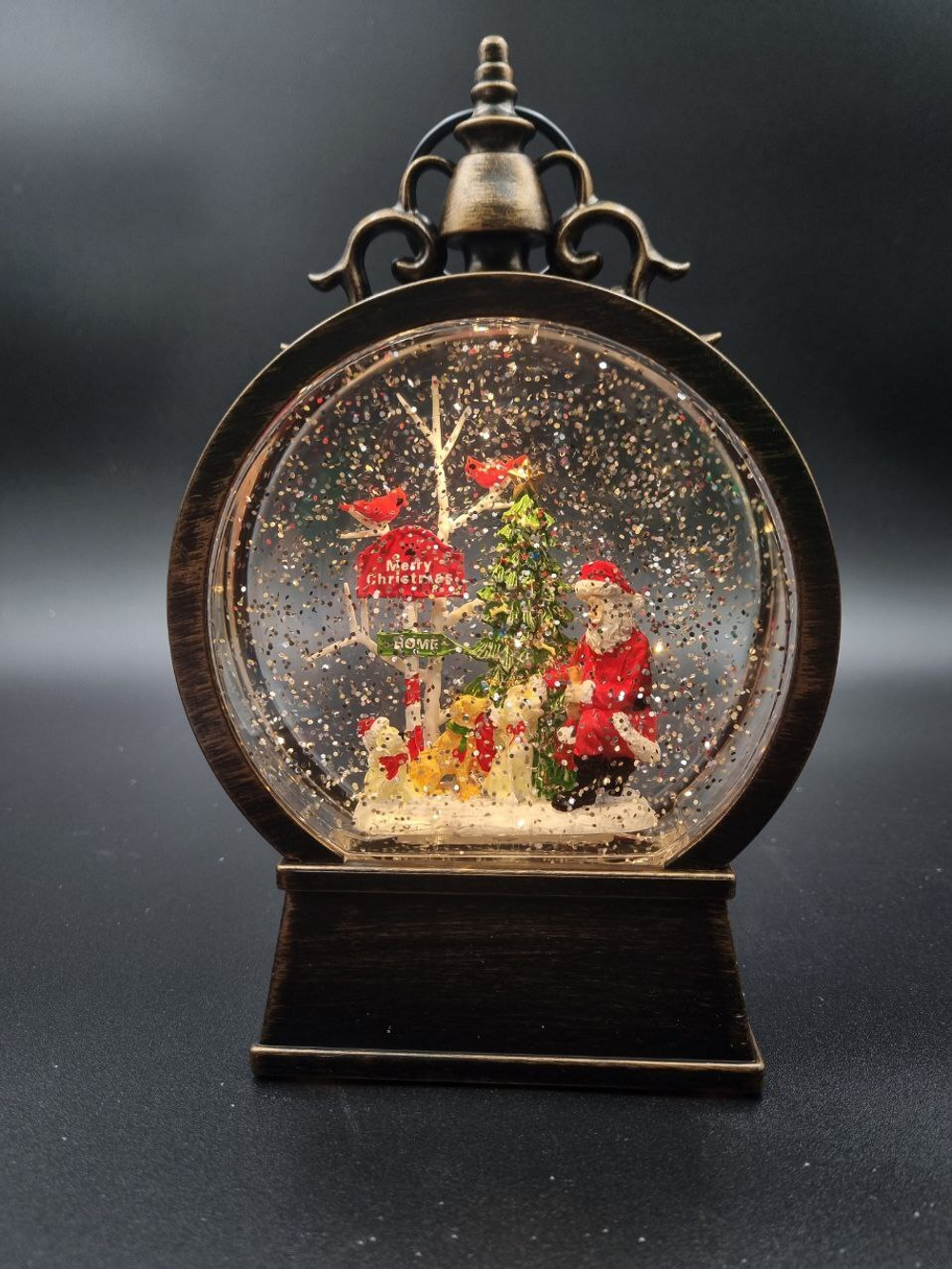 Фонарь новогодний светящийся музыкальный красный сеть/батарейки QW14