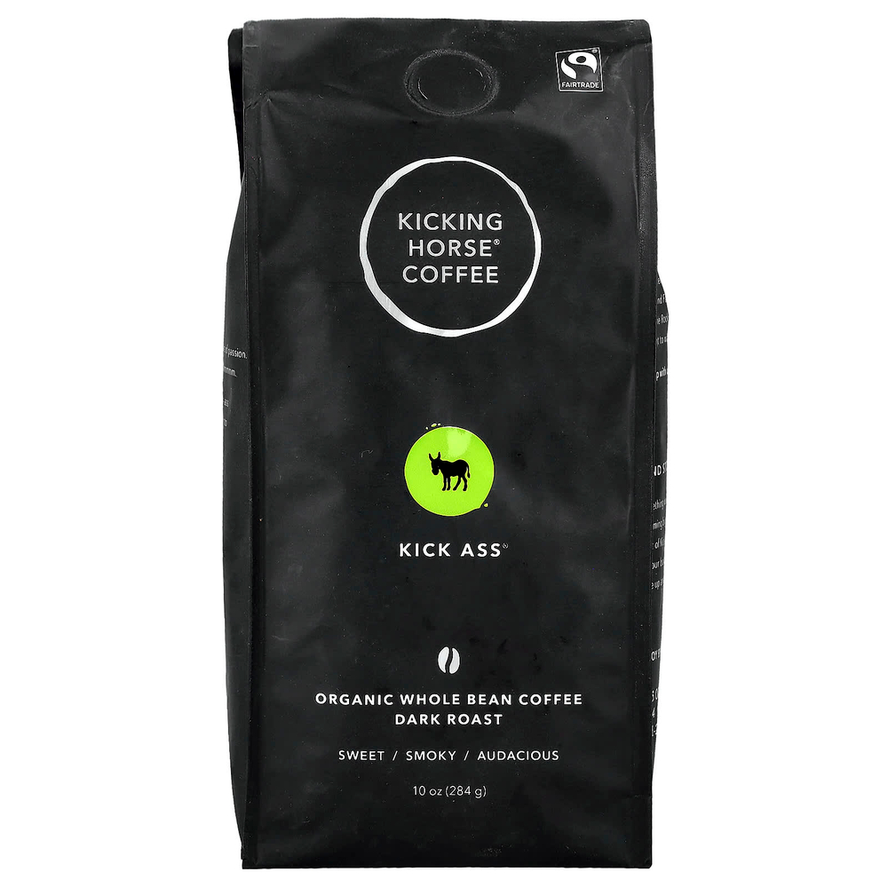Kicking Horse, Kick Ass®, органический кофе в зернах, темная обжарка, 284 г (10 унций)