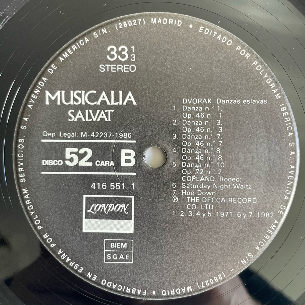 Винтажная виниловая пластинка LP Сборник Классических Балетов, Musicalia 52. Ballet Y Danzas (Испания 1987) (Коппелия, Ромео И Джульетта, Родео)