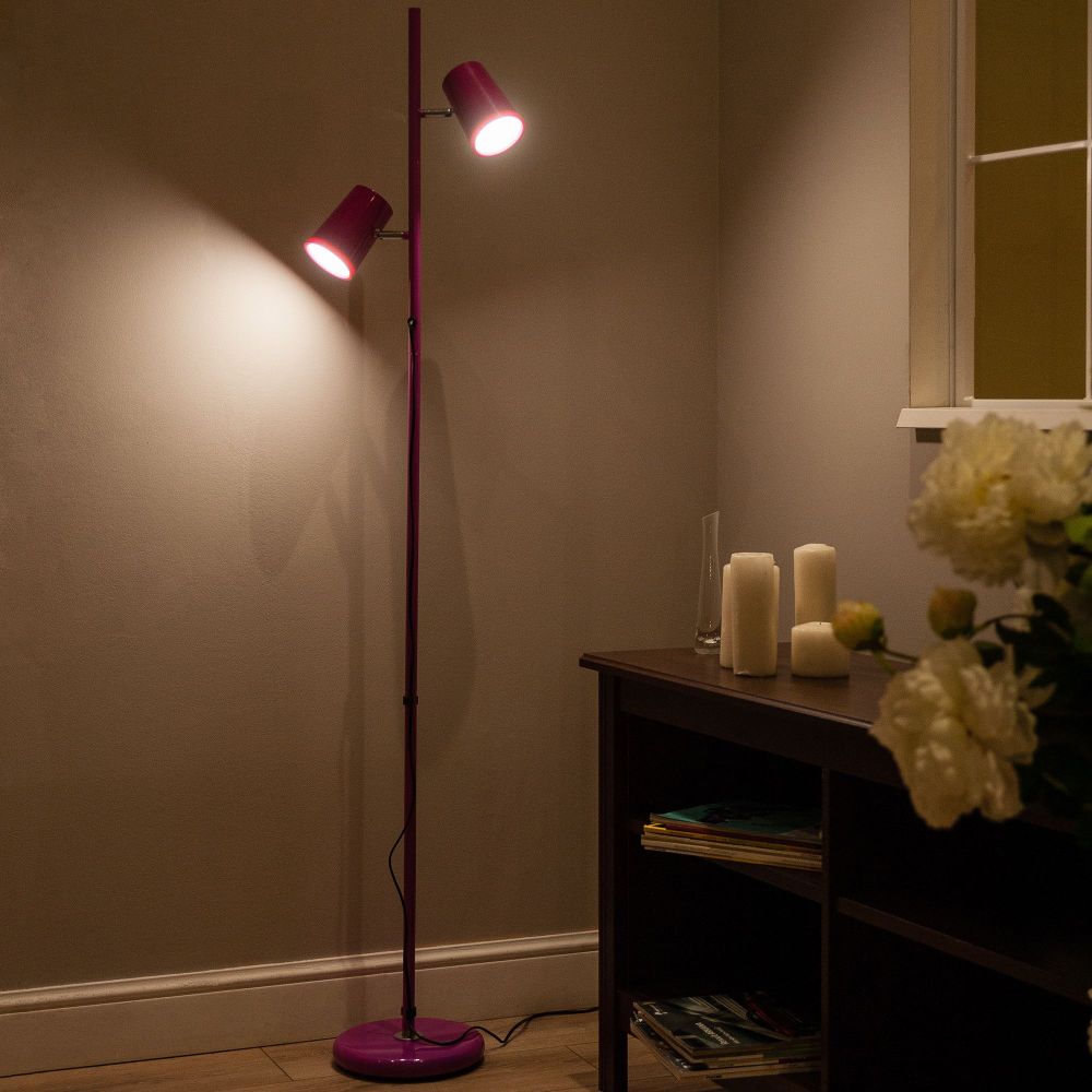 ULM-T600 2х6W-4500K-DIM RED Торшер напольный светодиодный. 2х6W. Сенсорный выключатель. Диммер. Красный. ТМ Uniel