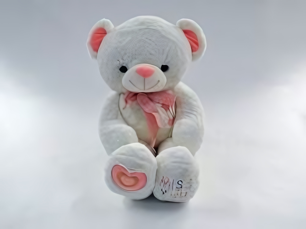 Медведь с вышитым тюльпаном на груди 38x58x55см. (Hand)