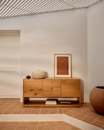 Alguema Сервант с 3 дверцами из дубового шпона с натуральной отделкой 151 x 74 см