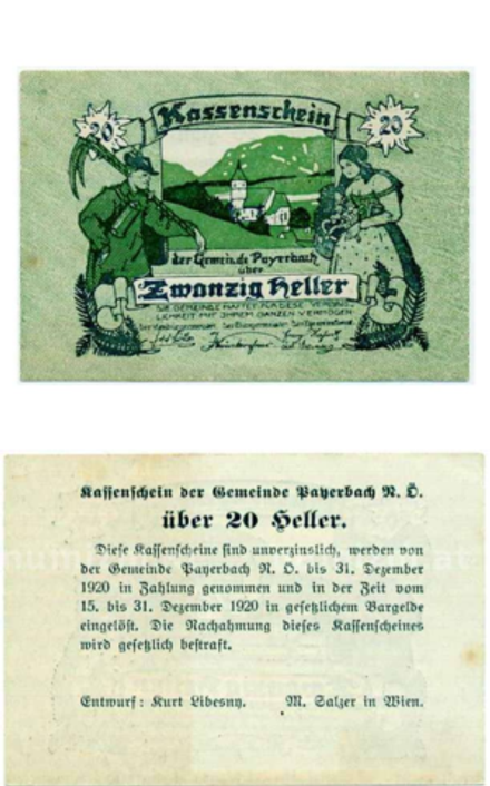 Австрия 20 геллеров 1920 Пайербах aUNC