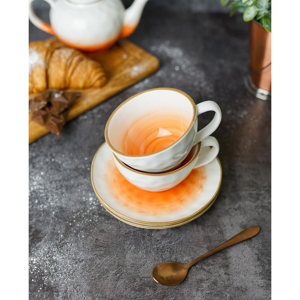 Чайная пара 240 мл d 10 см h5 см оранжевая фарфор "The   Eco" P.L. Proff Cuisine [1]