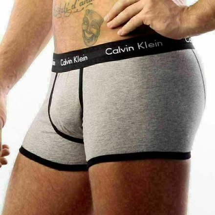 Мужские трусы хипсы серые с чёрной резинкой Calvin Klein 365 Grey Black Boxer