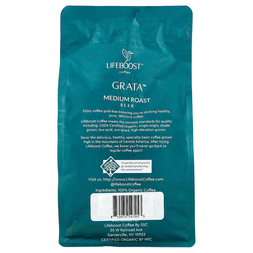 Lifeboost, Кофе Grata ™, в зернах, средней обжарки, 340 г (12 унций)