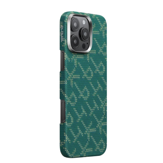 Чехол Pitaka Monogram Tactile Woven Case для iPhone 16 Pro 6.3&quot; PTK-Green/Gold (KI1601PTK)