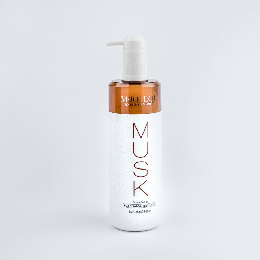 MOCHEQI MUSK NOURISHING SHAMPOO / Шампунь для сухих, поврежденных волос с гидролизованным кератином и маслом ШИ