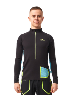 ЛОНГСЛИВ УТЕПЛЕННЫЙ МУЖСКОЙ 3/4 ZIP BRUSH | BLACK/SKYBLUE