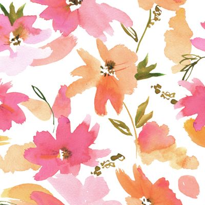 Яркие розовые цветы акварелью