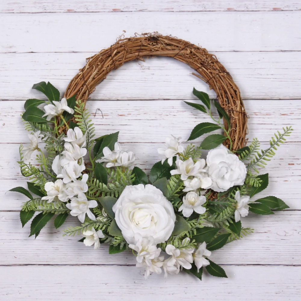 Цветы искусственные венок «Созвездие Девы» 42см нежно-белый