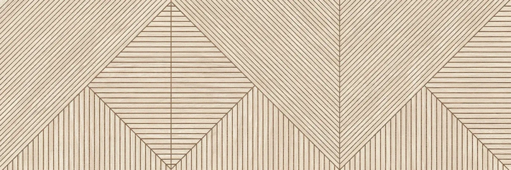 Настенная плитка Alma Ceramica TWU3090PAT14R Patio 30x90 бежевая матовая / рельефная под дерево / геометрия