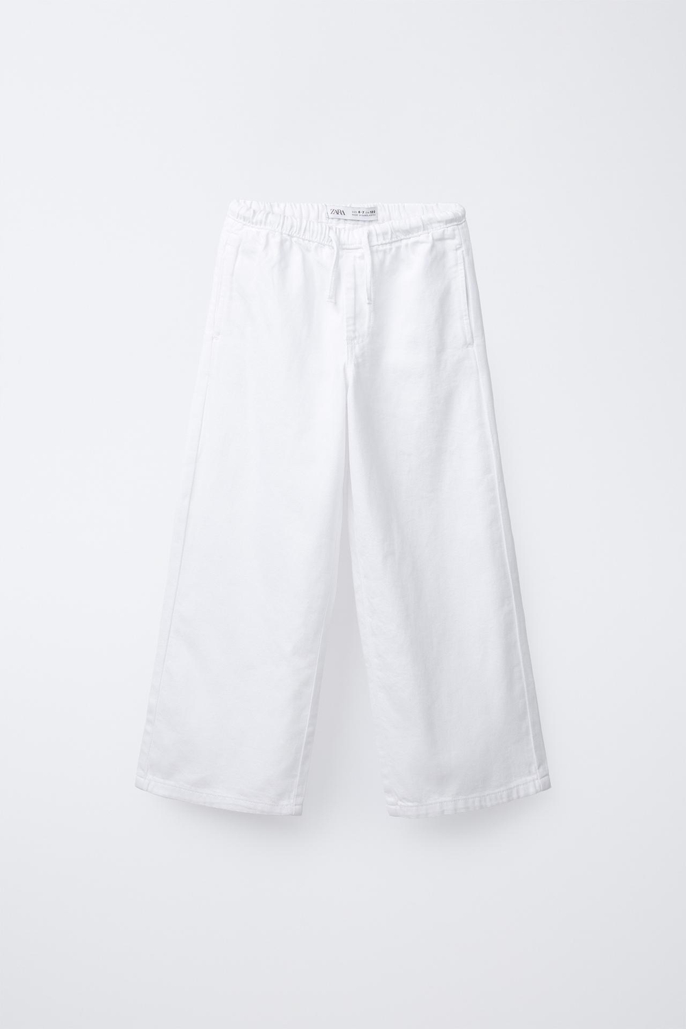 ZARA ДЖИНСЫ С ШИРОКИМИ ШТАНИНАМИ И ШНУРКАМИ, БЕЛЫЙ