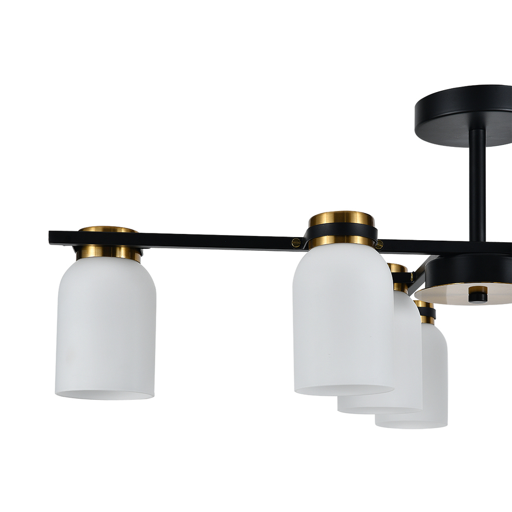 Люстра на штанге 8x40Вт E14, металл/стекло, черный/бронза, белый плафон