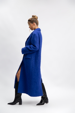 Пальто однобортное букле, карманы клапаны