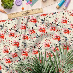 Ткань блэкаут яркие оранжевые цветы