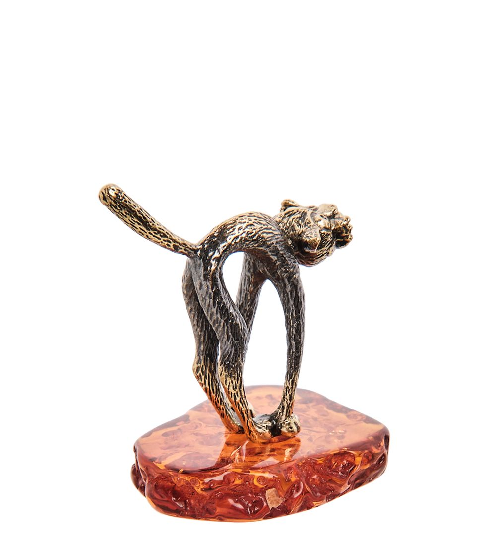 AM-3150 Фигурка «Котик» (латунь, янтарь)